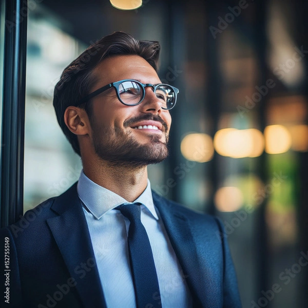 Obraz Businessman holds global assurance with a network connected to quality control, risk management, and compliance standards. Sustainable development is essential to long-term success, stakeholder trust.