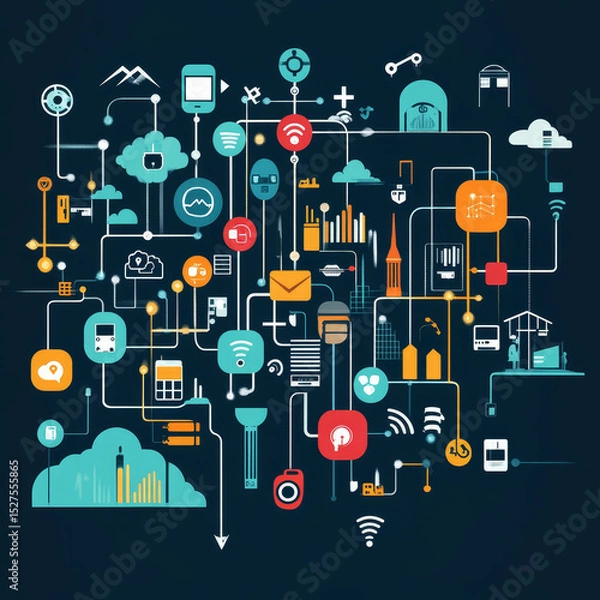 Obraz Businessman touch word The Internet of Things (IoT) is a network of interrelated devices that connect and exchange data without human input, enabling automation and smarter decision-making.
