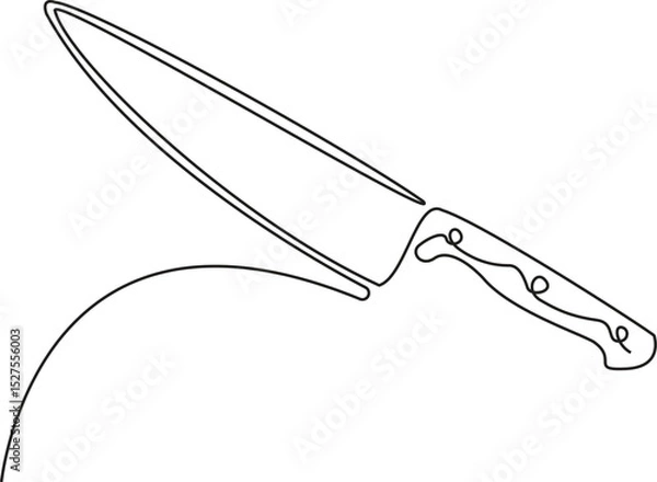 Obraz Knife kitchen continuous line. Continuous one line drawing knife kitchen. Kitchen, equipment concept. Single line drawing, Vector Illustration.
