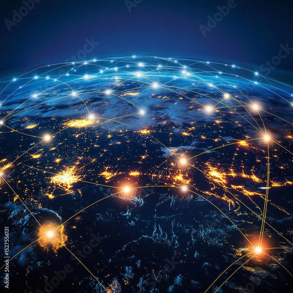 Fototapeta Internet of Things. Businessman touch a circuit board IoT revolutionizes global network connectivity by enabling seamless communication between devices, facilitating real-time data exchange.