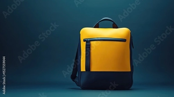 Fototapeta Sleek Backpack with Yellow and Navy Design Elements for Fashionable and Practical Use