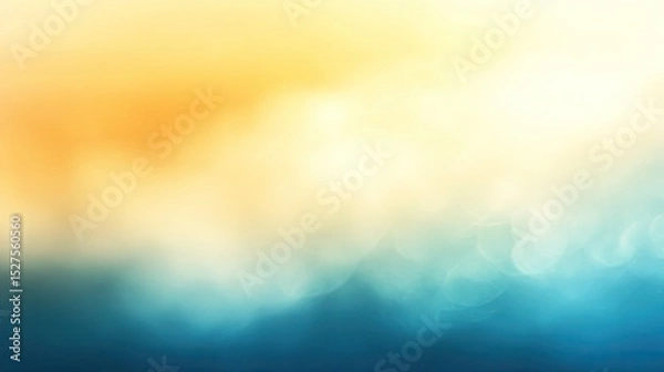 Fototapeta Soft, blurred gradient background blending shades of yellow, blue, and white, perfect for design projects.