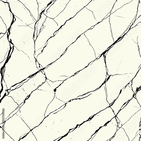 Obraz White marble background. Marbling venetian plaster pattern with black cracks. Abstract stone texture. Good for ceramic tiles, wallpapers print. Vector