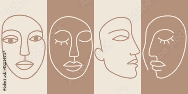 Obraz Minimalist Line Art Woman – Elegant Abstract Female Portrait Drawing for Modern Wall Art and Design