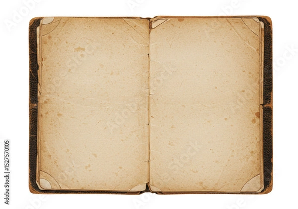 Fototapeta Isolated Open Vintage Book Blank Pages Empty Template