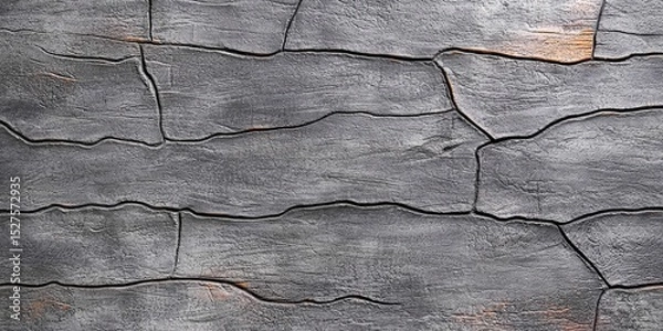 Obraz Textured Wood Surface: An abstract macro shot of a weathered wood surface with intricate cracks, patterns, and textures. Each element is a testament to time and resilience.