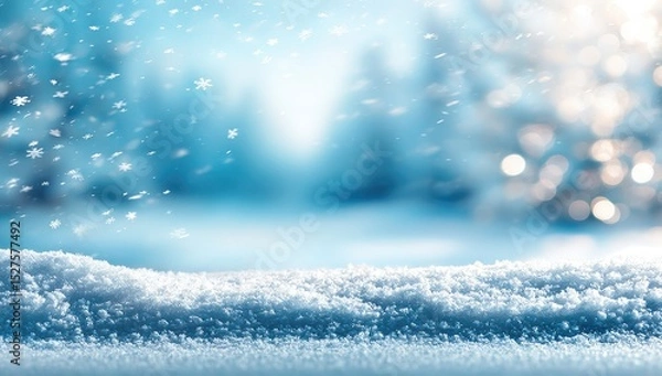 Fototapeta Winter wonderland scene with falling snow