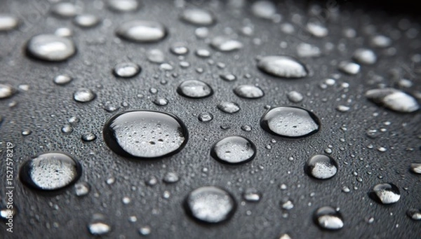 Fototapeta Water droplets on dark surface