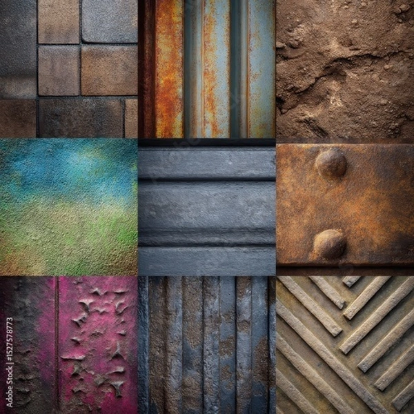 Fototapeta Nine textured squares, showing various materials