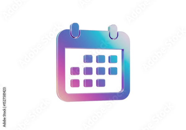 Fototapeta Isolated Iridescent Gradient Calendar Icon with Rounded Corners