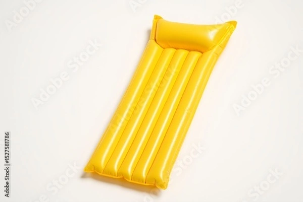 Fototapeta Yellow Inflatable Pool Float on White Background