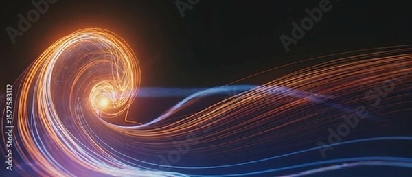 Fototapeta Dynamic Energy: Abstract Light Trails, Swirling Nebula Design