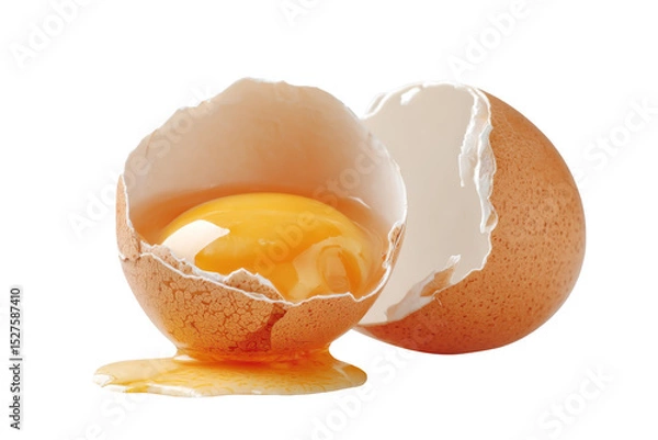 Obraz Fresh egg cracked isolated on transparent background.