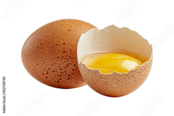Obraz Fresh egg cracked isolated on transparent background.