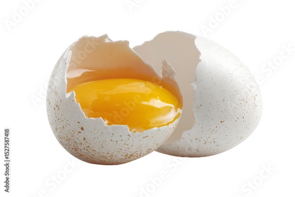 Obraz Fresh egg duck cracked isolated on transparent background.