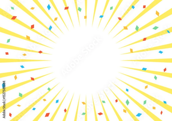 Fototapeta カラフルな紙吹雪とサンバーストの背景