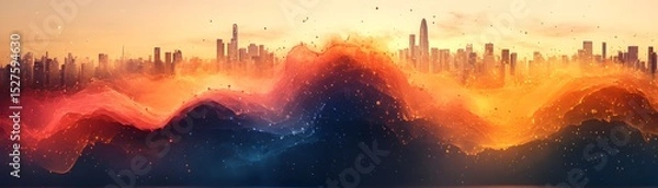 Fototapeta Infographic visualizing the rising population and declining resource levels such as energy water and food across the global landscape