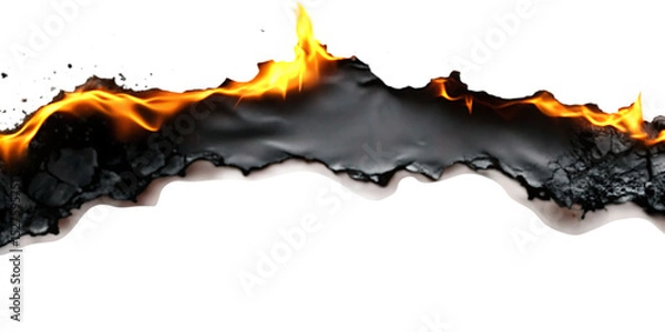 Fototapeta Burning paper abstract flame design isolated on a white background