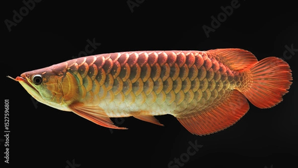 Obraz  red arowana fish on a black background