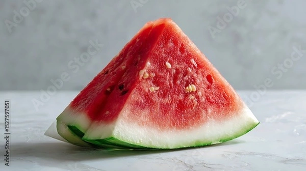Fototapeta Fresh Slice of Watermelon on a Marble Surface