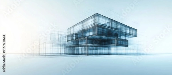 Fototapeta Abstract architecture background building geometric shape 3d render