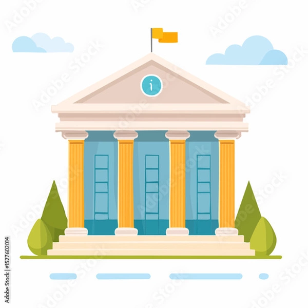 Fototapeta Government building in illustration: A modern representation of a government building, capturing its architectural grandeur and symbolic significance, rendered in a contemporary style.
