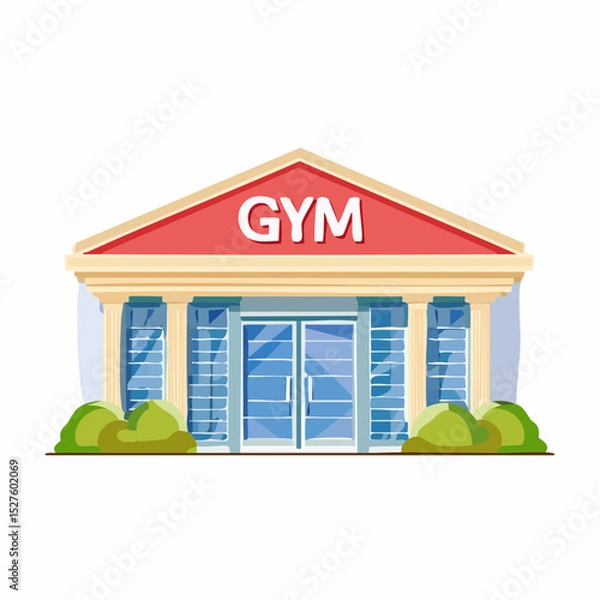 Fototapeta Modern Gym Illustration: A vibrant and modern gym building, showcasing a clean architectural design. The illustration evokes a sense of health and fitness.
