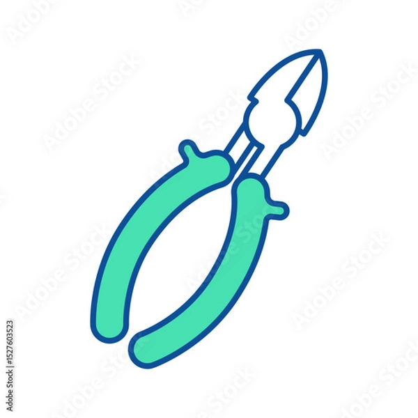 Fototapeta Nippers icon. Construction tool. Color vector instrument illustration