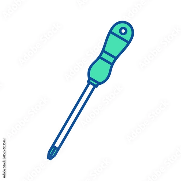Fototapeta Cross head screwdriver icon. Construction tool. Color vector instrument illustration