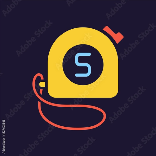 Fototapeta Yardstick icon. Tape-measure. Construction tool. Color vector instrument illustration