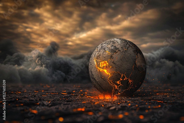 Fototapeta The Urgency of Global Warming. Impact in the future. Generative AI