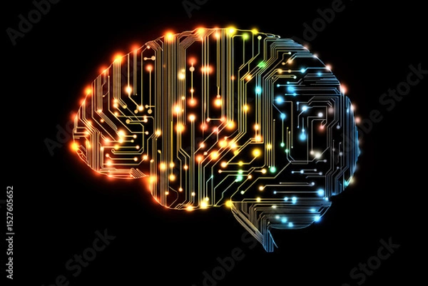 Fototapeta Digital Brain: The Spark of Artificial Intelligence. Generated AI