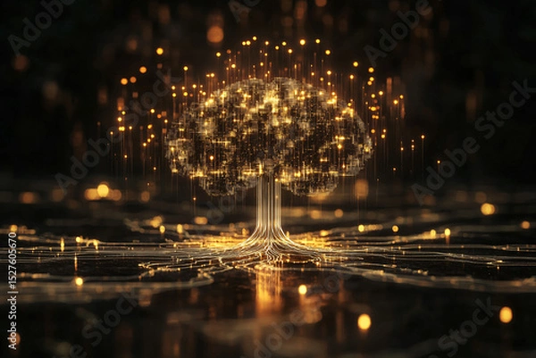 Fototapeta Tree of Knowledge: Digital Growth and Intelligence. Generated AI