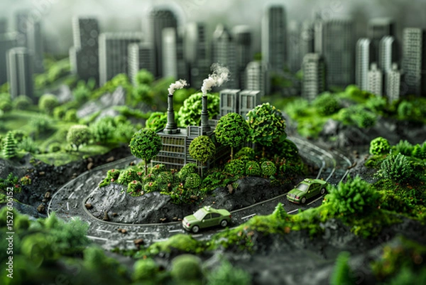 Fototapeta Actions Impact the Environment, Carbon Footprint Concept, Generative AI