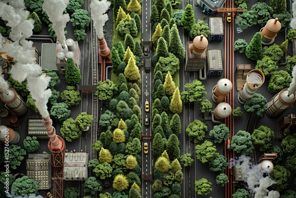 Fototapeta Actions Impact the Environment, Carbon Footprint Concept, Generative AI