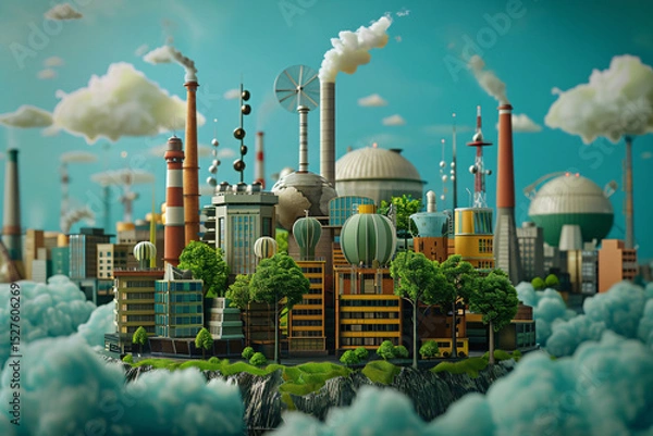Fototapeta Actions Impact the Environment, Carbon Footprint Concept, Generative AI