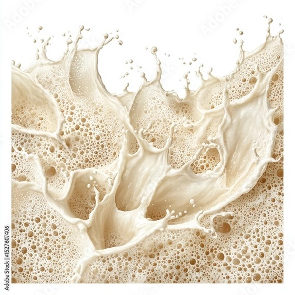 Obraz Creamy white liquid splashing creating dynamic forms against a plain background.