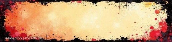Fototapeta Intricate black ink lines, distressed border, empty space , zen, japanese