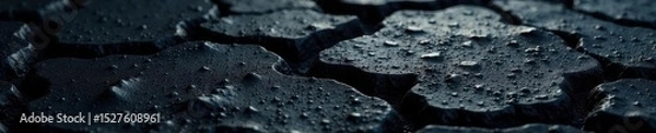 Fototapeta Deep black, gritty stone; uneven, abrasive surface , coal, raw texture, dark background