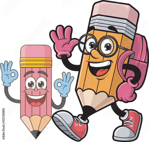Obraz Cartoon Style Funny Pencil Characters Vector for Kids