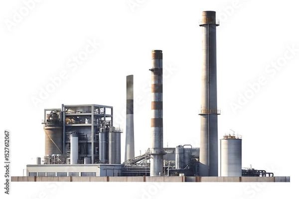 Fototapeta Industrial factory complex isolated on a white background png ai generated