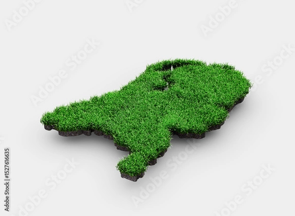 Fototapeta Netherlands Map Soil Land Geology Cross Section Green Grass And Rock Ground Texture 3d Illustration