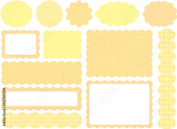 Obraz うねうね装飾フレーム素材セット（黄色／チェック＆ドット）