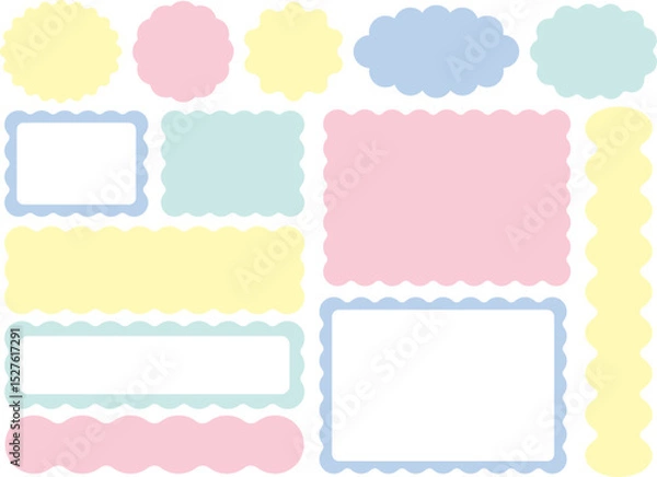 Obraz うねうね装飾フレーム素材セット（パステルカラー）