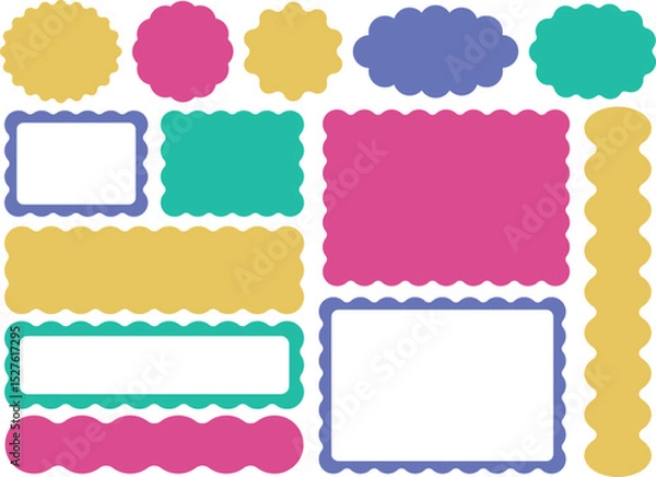 Fototapeta うねうね装飾フレーム素材セット（ヴィヴィッドカラー）