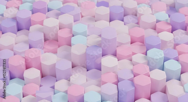 Fototapeta Pastel colored hexagonal columns create a unique and modern design.