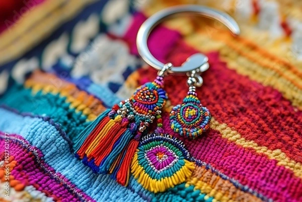Fototapeta a vibrant key chain with colorful beads