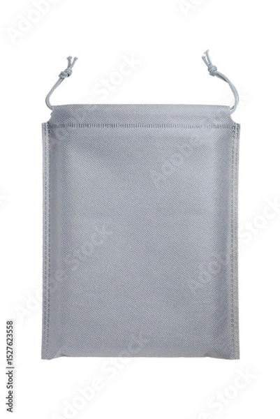 Fototapeta empty grey drawstring bag isolated on white background