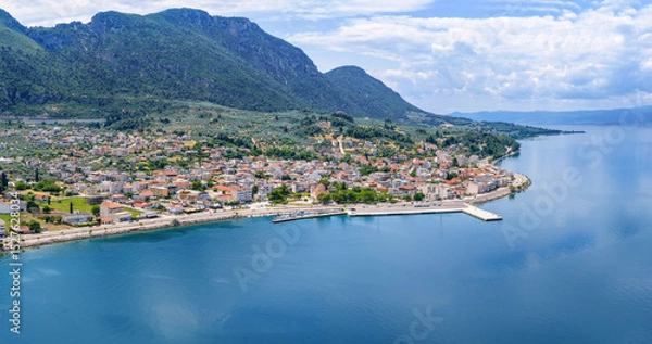 Obraz Aerial view of the village Agios Konstantinos, Central Greece, popular port for ferry boats traveling to the Sporades islands