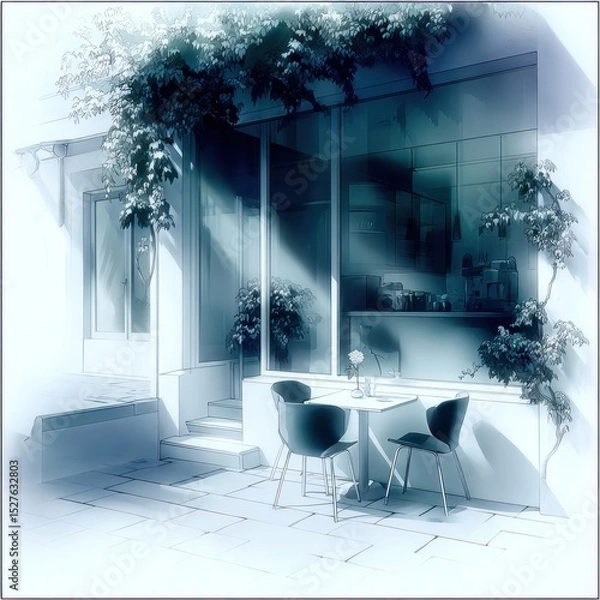 Fototapeta Outdoor cafe, soft hues